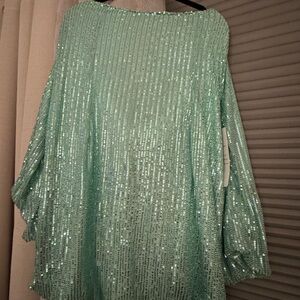 Elegant Mint Green Sequin Mini Dress or Top